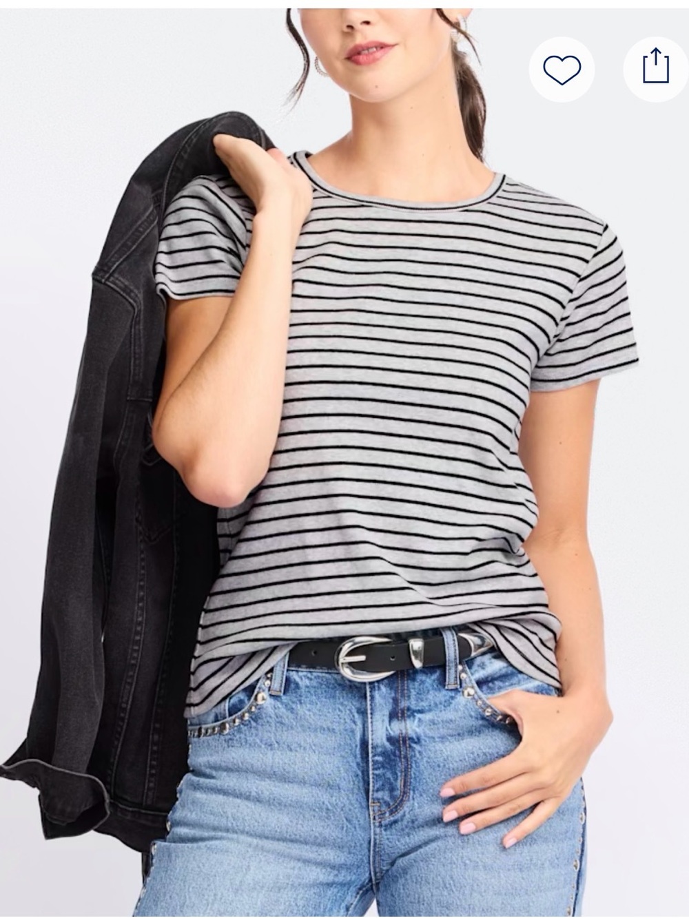 Classic Gray & Black Stripe Crewneck T‑Shirt
